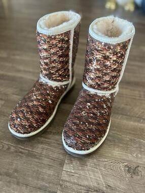 Ugg Australia Classic Short Sparkle Sequined Boots Flip- Sequins Size 10 Womens